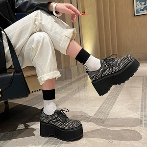 WETKISS Chaussures <span class=keywords><strong>plateforme</strong></span> de luxe entièrement cloutées pour femme, style punk gothique, richement ornées de strass, type Oxford <span class=keywords><strong>Creepers</strong></span>, à lacets - Product Image 6