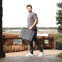 Étui de rangement pour appareils électroniques étanche personnalisé L260, en plastique rigide sur roulettes avec séparateurs ondulés