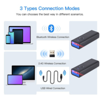 EVAWGIB Mini Escáner de Código de Barras Portátil de Bolsillo, Lector de Código QR BT 2,4G, Inalámbrico para Recoger Inventario en Almacén