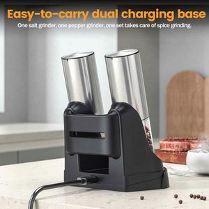 Rechargeable Eco-Friendly Stainless Steel <b>Pepper</b> Mill Automatic Electronic Salt and <b>Pepper</b> Mill Set of 2 with Stand - Product Image 3
