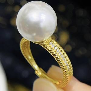 10600 Accesorios de Perlas DIY, Soporte para Anillo de Plata S925 con Cuentas Redondas de 8-10 mm, Anillo de Moda con Perlas Sueltas - Product Image 2