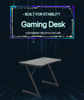 Bureau de jeu extensible avec éclairage LED RGB en forme de Z, surface en fibre de carbone, chargeur USB, porte-gobelet/support pour casque