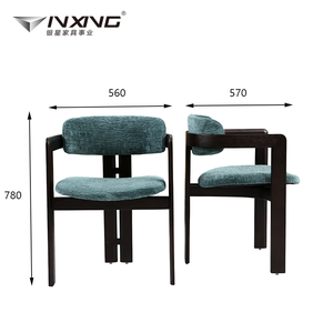 Fauteuil en bois avec tissu italien, pour la maison, le bar, la salle de sport, chaise de salle à manger moderne en bois massif de frêne - Product Image 3