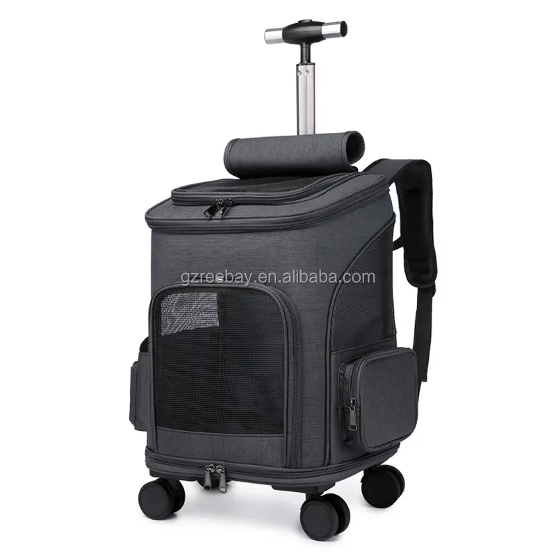 Luxury Breathable Detachable Trolley Wheeled Dog Cat Pet Travel Carrier Bag Pet Backpack Bag For Dog Cat