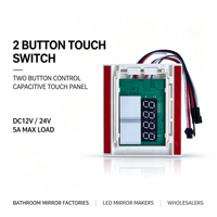 Interrupteur intelligent 24V pour miroir LED avec variateur d'intensité, lumière monochrome, fonction anti-buée, affichage de l'heure et de la température pour salle de bain