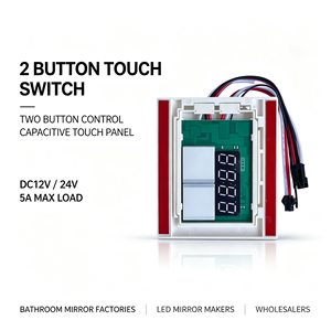 Interruptor LED Inteligente de 24V para Espejo con Función Antivaho, Luz de un Solo Color, Pantalla de Hora y Temperatura para Baño - Product Image 1