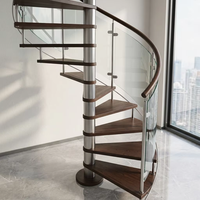 Edelstahl & Schmiedeeisen Wendeltreppe mit Holzstufen-System für Wohnung Küche Flur - Modernes Design Umweltfreundlich Langlebig