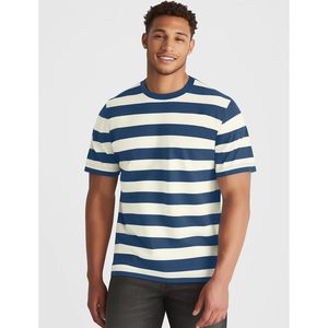 Custom <b>Mens</b> <b>Striped</b> <b>T</b>-<b>Shirt</b> Short Sleeve Crewneck Regular Fit Textured Stripe Casual Wear - Product Image 2