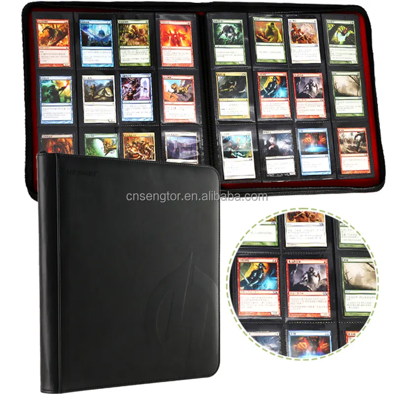 12 Taschen Reiß verschluss Leder benutzer definierte Spiel MTG TCG Yugioh Baseball Handel Sammelkarten binder Album Karte Ordner Karten binder