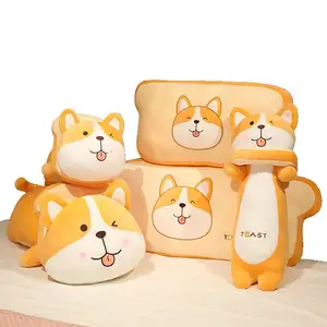 custom cute toast shiba inu plush dog pillow stuffed animal back cushion u shape pillow for kids