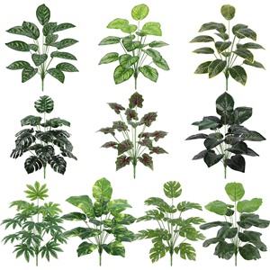 Feuilles de plantes vertes artificielles 30cm-100cm de haut, simulation réaliste en plastique, décoration intérieure, décoration de mariage, bouquet de Pothos Cosmos - Product Image 3