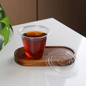 Custom logo Printing Eco-friendly Single Wall clear <b>Cold</b> Drink Coffee Cafe <b>Cup</b> Disposable Plastic PP Pet <b>Cups</b> with Dome Lids - Product Image 2