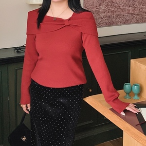 เสื้อสเวตเตอร์ถักคอวีสำหรับผู้หญิงไซส์ใหญ่ แฟชั่นเสื้อถัก - Product Image 4