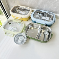 LFS Eco Friendly Style isolé Métal de luxe Premium ensembles de couverts personnalisé enfant mignon Boîte à lunch Bento en acier inoxydable