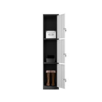 Casier à trois portes bicolore noir et blanc, armoire de rangement moderne en métal pour bureau, école, salle de sport et personnel