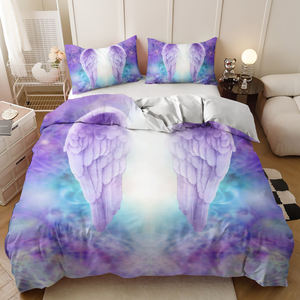 Ensemble de draps de couette imprimés à motif d'ailes d'ange personnalisés imprimés en 3D Ensemble de literie personnalisé pour enfant adulte - Product Image 3