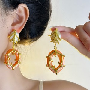 Pendientes Colgantes Ovalados de Resina Retro Artísticos con Acabado <span class=keywords><strong>Malbec</strong></span> Desgastado - Venta Directa de Fábrica - Product Image 2