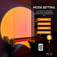 Projecteur Lampe Coucher de Soleil LED avec Télécommande et Contrôle Tactile DC 5V Rotation 360° RGB Multicolore 4 Modes Rechargeable USB Design Moderne