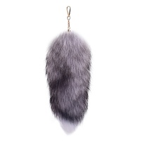 Pendentif en fourrure de renard de 30 cm pour Halloween, queue bleue argentée, accessoires en fourrure véritable pour sacs de femme