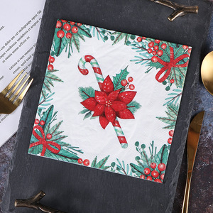 Spécial vacances hiver pays des merveilles classique rouge et vert serviette en papier joyeux noël serviette pour vacances divertissant - Product Image 6