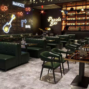 ชุดโต๊ะบาร์และเก้าอี้สไตล์วินเทจแบบกำหนดเอง สำหรับบาร์ดนตรี บาร์แสงสี ร้านอาหารวินเทจ บิสโทร โซฟาบูธ - Product Image 5