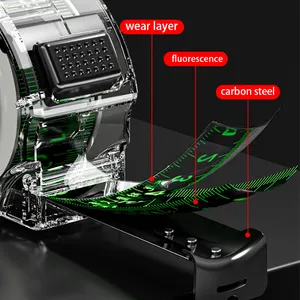 Ruban d'outil de mesure durable enduit de film épaissi frein simple face ruban à mesurer automatique fluorescent