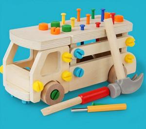 Juego de Herramientas de <span class=keywords><strong>Carpintero</strong></span>, Llave Inglesa Pequeña, Destornillador, Maletín de Madera, Combinación y Ensamblaje, Juguetes de Herramientas para Niños y Niñas - Product Image 5
