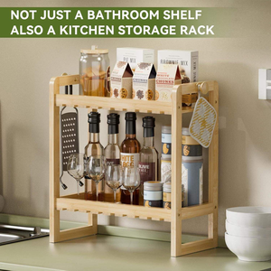 <span class=keywords><strong>Étagère</strong></span> de rangement 2 niveaux en bambou pour toilettes, organisateur de comptoir, unité de bureau peu encombrante, support <span class=keywords><strong>à</strong></span> <span class=keywords><strong>épices</strong></span> de cuisine - Product Image 3