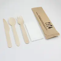 Jimao رخيصة أطباق مائدة تستخدم مرة واحدة البتولا الخشب والسكاكين المتاح سكين شوكة خشبية أطقم أدوات مائدة