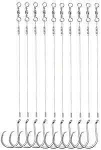 Gancio cerchio 7385 personalizzato girevole in acciaio inox ganci Offset con filo Leader per la pesca esca di pesce gatto e spigola - Product Image 2