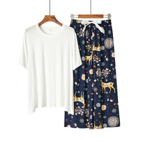 Pyjama imprimé Floral pour femmes, ensemble de 2 pièces, vêtements de nuit décontractés, amples, nouvelle collection printemps et été