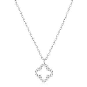 Collier pendentif Amy Amy en zircone cubique plaqué rhodium, forme de fleur, style classique, bijoux pour femmes, à porter au quotidien, cadeau - Product Image 3