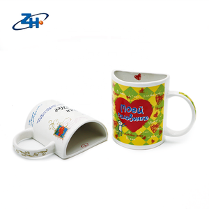 Creative 11oz personnalisé demi-forme imprimé en céramique <span class=keywords><strong>Couple</strong></span> <span class=keywords><strong>tasse</strong></span> pour cadeau promotionnel en gros - Product Image 4
