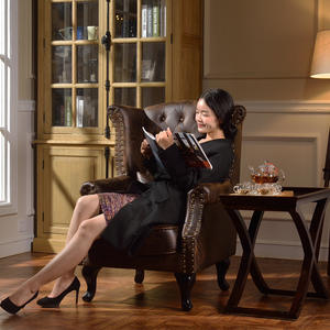 Tiger Chair Single Sofa American European Style Retro Leather Living Room Chair Brown Suede Finish LF-9005 - Product Image 2