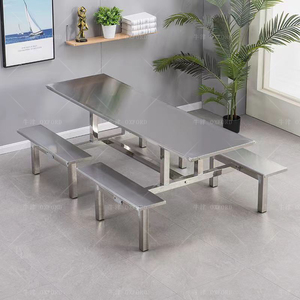 Mesa de Comedor Moderna para Ocho Personas, Diseño de Acero Inoxidable para Cafeterías Escolares y Restaurantes, Muebles Metálicos para Comedor - Product Image 4