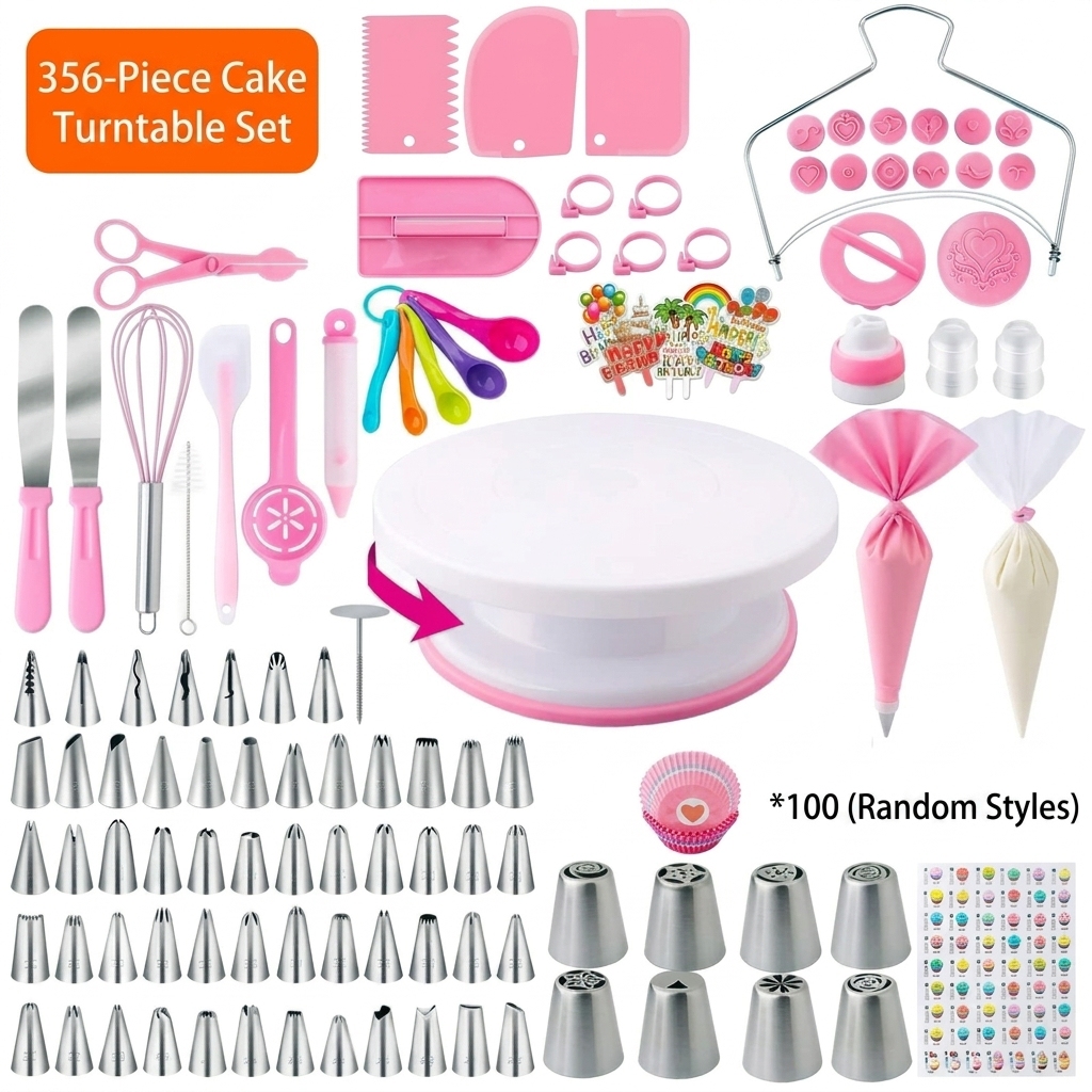 Ensemble rose-236 pièces avec plateau tournant