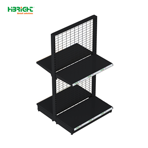Heavy Duty <b>Metal</b> Gondola Shelf 5 Tier Retail Display Rack Wood Grain Supermarket Grocery Store Shelving - Product Image 2