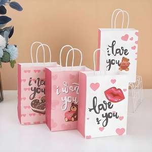 Sacs en papier d'emballage en gros d'usine, taille personnalisée, papier cartonné rose 200 g/m², impression de logo noir - Product Image 2