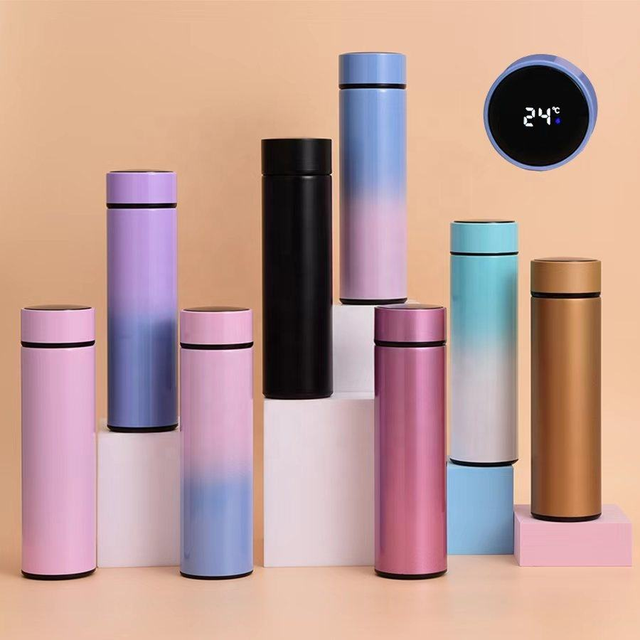 17oz 500ml Portable Camping Stainless Steel Smart Water Bottle Filter LED Temperature Display Vacuum Insulated Leak-Proof Bottle