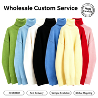 VELAN Benutzerdefiniertes Logo Herbst Winter Eleganter Locker Sitzender Weißer Warmer Langarm Rollkragen Einfarbiger Damen-Pullover