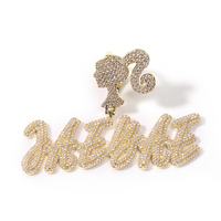 Lettre d'écriture cursive Double personnalisée tête de fille Bali collier glacé Hiphop bijoux nom collier lettres initiales pendentif