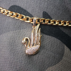 BMZ − collier en or <span class=keywords><strong>rose</strong></span> 18k, pendentif en cristal, cygne, <span class=keywords><strong>rose</strong></span>, meilleure qualité, <span class=keywords><strong>champagne</strong></span>, or, pour la fabrication de bijoux - Product Image 2