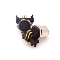 M12 4Pin 5Pin hembra conector de ángulo recto codificado PCB montaje receptáculo conectores para la venta