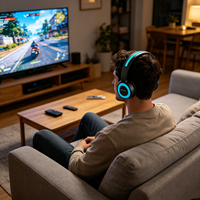 Auriculares Silenciosos para Discoteca, Auriculares Supraaurales de 3 Canales, Auriculares Estéreo con Bajos Profundos y Luces LED, Modelo Premium INDA RF770