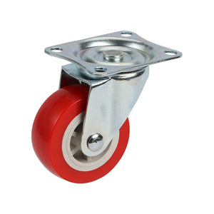 2 Inch Pvc Flat Bottom Swivel <b>Caster</b> Red <b>Wheel</b> Bolt Hole Type For Furniture And Trolleys - Product Image 4