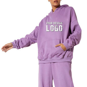 Ventes chaudes : sweat-shirt pour femme en coton lourd, surdimensionné, style streetwear, décontracté, épaules tombantes, pull ample, sweat-shirt pour femme - Product Image 2