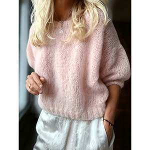 เสื้อสเวตเตอร์แขนทรงปีกค้างคาวสีเทาอมชมพูอ่อนสำหรับผู้หญิง - Product Image 6