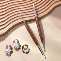 Outil multifonctionnel transfrontalier double-embout en bois de santal pour nail art, avec fonctions de gravure silicone, de mélange de colle et de raclage, et outil de gaufrage