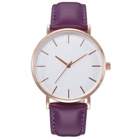 Montre Minimaliste Fine de Haute Qualité avec Logo Personnalisé, Bracelet en Cuir, Personnalisable à Quartz pour Hommes et Femmes, Montres Simples de 40mm SANS LOGO