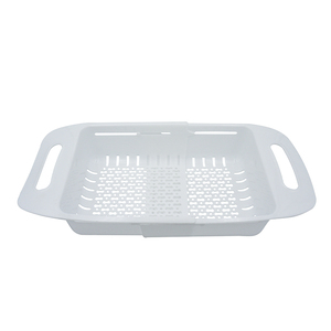 <b>Sink</b> <b>Basket</b> 35x19x8 Cm Extendable To 47 Cm White Plastic Vegetable Fruit Colander For Any <b>Sink</b> - Product Image 3